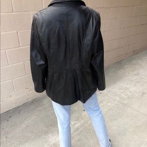 Vintage Black Leather Oversized Jacket